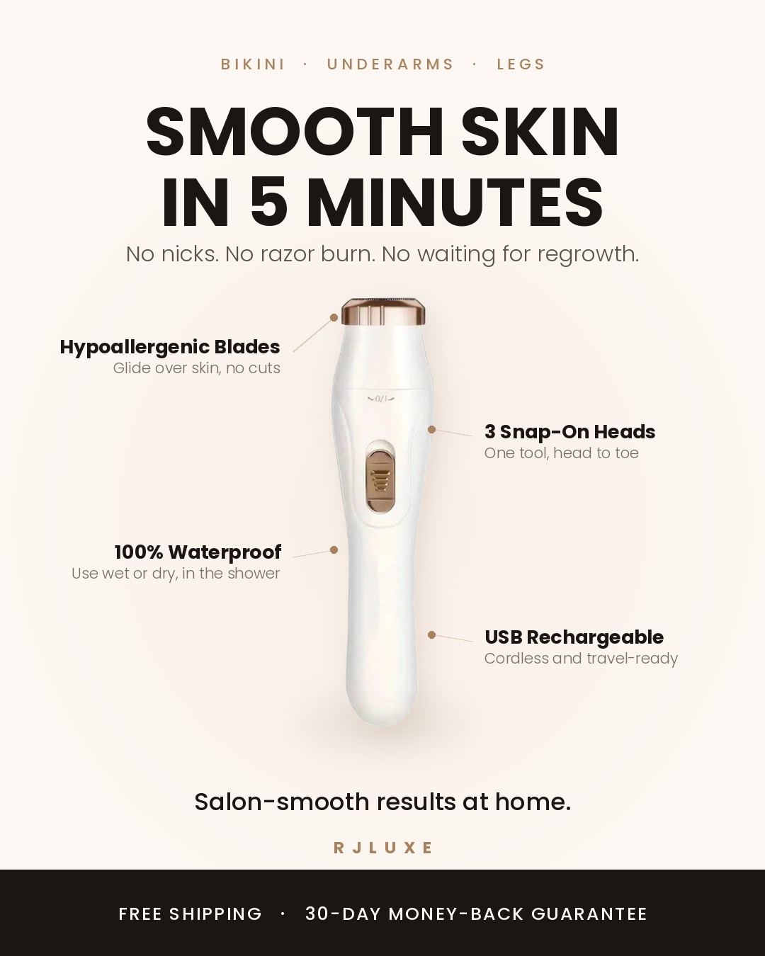 3-in-1 Hair Trimmer" -Quick & Easy Facial Trimmer — Brows, Nose, Ears & Beard in One, rechargeable